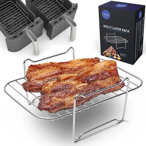 LOTTELI KITCHEN Air Fryer Rack for Double Basket Air Fryers, 304 Stainless Steel - Picture 1 of 7