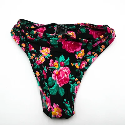 Parte inferior de bikini For Love & Lemons XS negro floral traje de baño extra pequeño rosa nuevo Foto 1 de 4