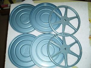 2 Vintage Metal 8MM Empty Film Reels and Container Cases  7"