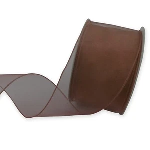 Brown Easter Organza Ribbon for Crafts Gift Wrapping2.5"X25 Yard Dark Brown S... - Picture 1 of 6