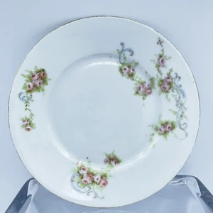 VTO30 by VICTORIA (ÖSTERREICH) Brot- und Butterschale rosa/weiße Rosen blaue Schriftrolle - Bild 1 von 6