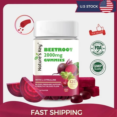 Gomas de beterraba Nature's Key 2000mg – saúde do coração, suporte à circulação sanguínea - Imagem 1 de 4