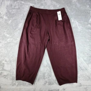 Eileen Fisher Casis Cropped Lantern Pants PL/PG Burgundy Organic Cotton Pockets - Picture 1 of 9