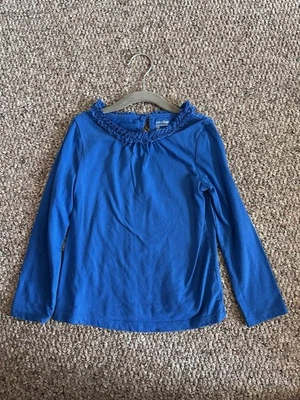 女童皇家蓝色婴儿间隙 5T 长袖荷叶领衬衫 — 第 1/4 张图片