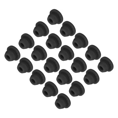 20 tapones de silicona con orificio de bloqueo a presión, ranura estrecha de 6 mm 2 mm negro Foto 1 de 4