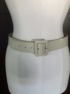 EUC MARNI cream ivory ecru patent leather classic buckle pant belt M ITALY - Picture 1 of 9