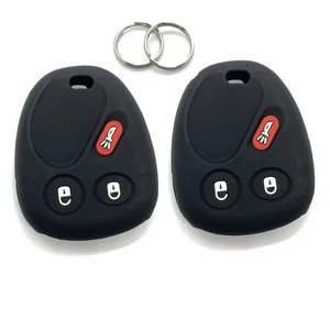 2Pcs Black Silicone for Cadillac GMC Saturn Pontiac 3 Buttons Key Fob Cover - Picture 1 of 6