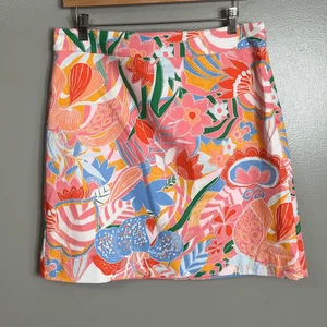 Artsy Talbots skirt canvas a line marvelous floral size 10  bright  travel Vaca - Picture 1 of 7