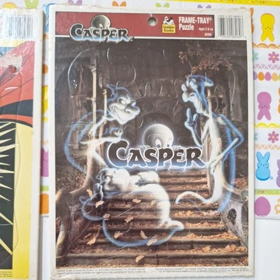 Quebra-cabeças vintage 1995 Casper Ghost Superman moldura de livros dourados bandeja - Imagem 1 de 4