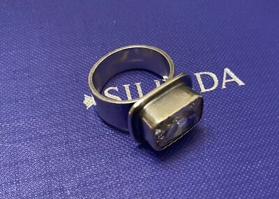 SILPADA R1860 Sterling Silver Oxidized Matte Rectangle CZ  Ring Sz 7.5 Or 8 - Image 1 of 4