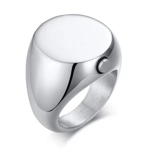 20mm Silver Big Round Band Mens Stainless Steel Polished Ring Size 6-12 Can Open - Picture 1 of 8