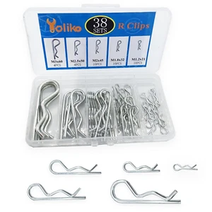 38 Pcs Hitch Pin Clip R Clips Retaining Pins Tractor Cotter Pin Hair Pin Assortm - Picture 1 of 12
