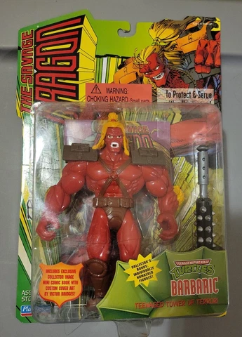 TMNT The Savage Dragon Barbaric Action Figure 1995 Playmate's,  Mini Comic MOC Cover