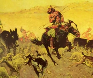 Frederic Remington Navajo Raid Vintage Western Art Bookplate Print 38 - Picture 1 of 4