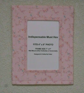 Designer Photo Frame Fabric Cloth Frame Pink with Flowers fits 4x6" Photo - Picture 1 of 6