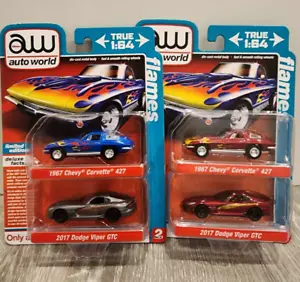 Auto World Chase 1967 Chevy Corvette 427 & 2017 Dodge Viper GTC Release 1 sigillato - Foto 1 di 3