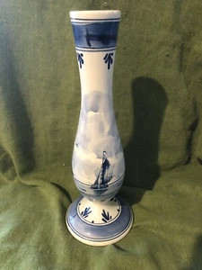 Vintage Delft Blue Blauw Bud Vase Hand Painted Made In Holland 9.5” x 3.5” - Picture 1 of 7