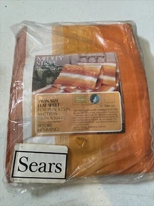 SEARS Sheet Twin Flat Sheet Medley Stripe Perma-Prest 50% Cotton/50% Polyester - Picture 1 of 4