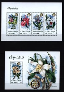 Sao Tomé + Principe 2013 - Orchideen - Rotary - Cattleya - 5176-79 + Block 895 ⁑ - Bild 1 von 2
