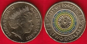 Australia 2 dollars 2017 "Lest We Forget" COLORED UNC - Picture 1 of 1