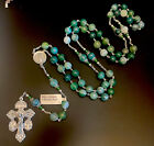 Semi Precious Green Band Agate 10mm Stone 29” Rosary Pardon Indulgence Crucifix