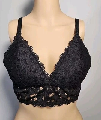 Nwt Momanda 38B Women's Lace Nursing Bra Wirefree Black. - Image 1 of 4