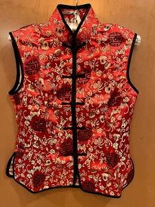 Chaleco tradicional chino asiático sin mangas rojo nuevo ver fotos medidas - Imagen 1 de 10