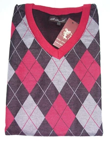 St Patrick Mens Sweater Vest Red Argyle Front Solid Back V-neck 2XL XXL - Picture 1 of 3