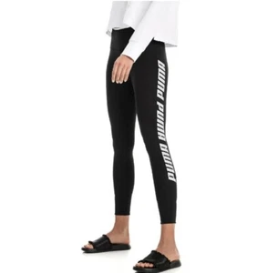 New Puma Modern Sports Fold Up Leggings Womens Tights Size S RRP Black/White - Picture 1 of 4