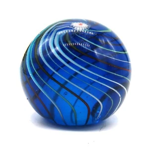 Vtg Blue Swirl Swirled Art Glass Blown Paperweight - Picture 1 of 12