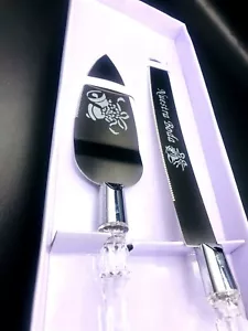 Wedding Elegant Cake Knife Server Set Faux Stainless Steel Nuestra Boda Set - Picture 1 of 6