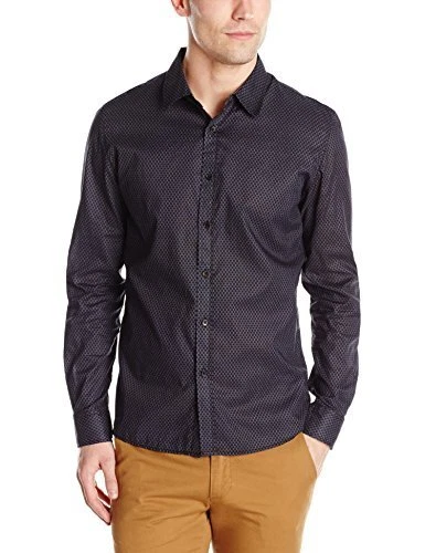 Sovereign Code Men' Lawson Chain Printed Long Sleeve Button Up,Black/Navy,Size S - Image 1 of 1