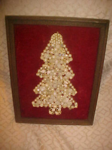 Vintage JEWELRY CHRISTMAS TREE Wall Hamging Red Velvet and White Jewelry