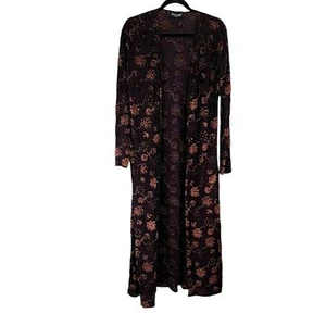 Spolverino kimono marrone floreale burnout velluto western cowgirl country capriccioso M - Foto 1 di 6