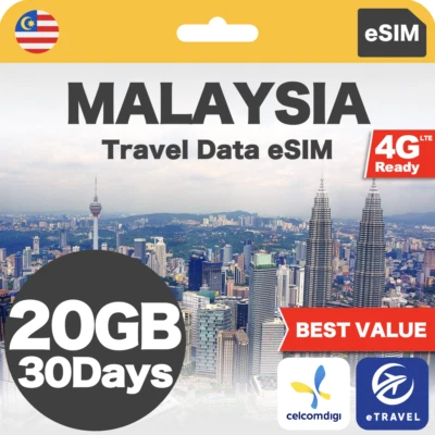 Malaysia eSIM CelcomDigi Unlimited Data Travel eSIM | eTravel - Image 1 of 4