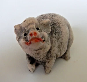 VINTAGE - FAT PIG - SMALL FIGURINE - GREY / BLACK COLOR - PLEASE SEE PHOTOS - Picture 1 of 13