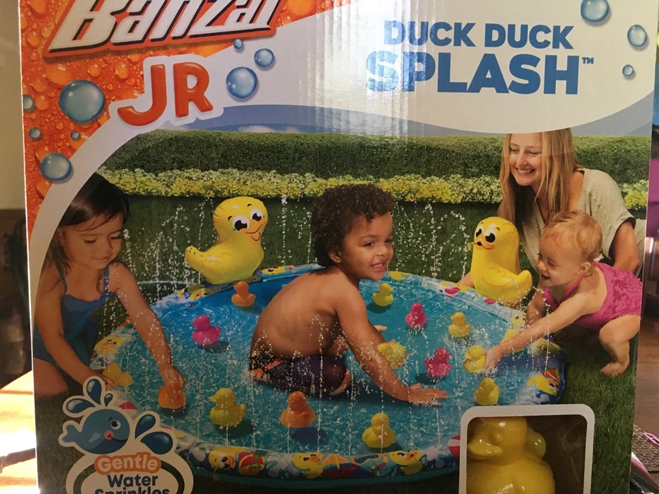 Banzai Jr Duck Duck Splash Inflatable Kiddie Splash Pad Mat + 15 Duckies NEW - Image 1 of 1