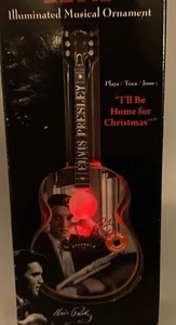 Adorno de guitarra musical iluminado Elvis Presley I’ll Be Home For Christmas - Imagen 1 de 5