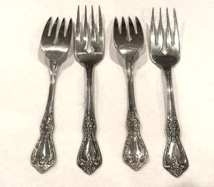 ONEIDA DISTINCTION DELUXE KENNETT SQUARE HH LOT 4 SALAD FORKS STAINLESS EUC - Picture 1 of 7