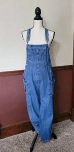 Salopette vintage London London Y2K blu denim donna taglia M gamba dritta 29" cuciture interne - Foto 1 di 18