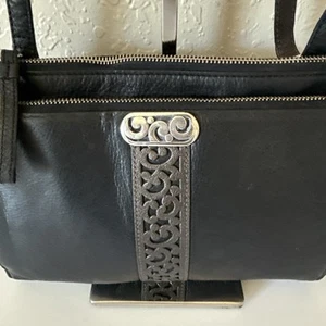 Brighton Black & Bronze Metallic Filagree Leather Crossbody Handbag - Picture 1 of 21