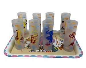 Juego de azafatas de cristalería de circo vintage de los años 50 Lith-O-Ware Libbey Glass con bandeja RARO - Imagen 1 de 13