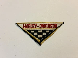 NOS 4 1/2” Harley Davidson patch Racing Checkered Flag Vintage Triangle - Picture 1 of 3
