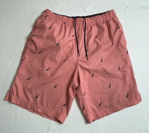 Nautica Badeshorts Herren Medium rosa Segelboot Print schnelltrocknend Badehose Boardshorts - Bild 1 von 10