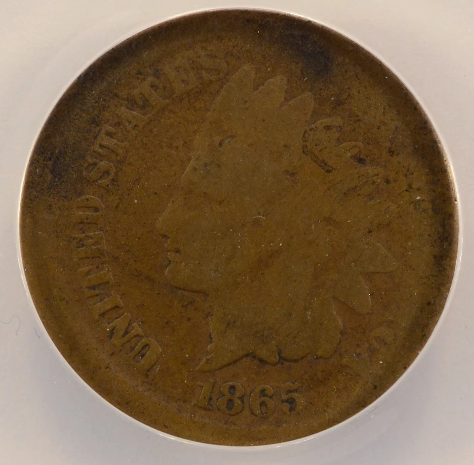 1865 1c Indian Cent Struck 15% Off-Center ANACS AG3 - Image 1 of 4