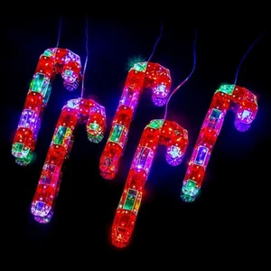 5Pcs Hanging Candy Cane 3D Luminous Christmas Crutches Glowing Light Strip Cane - Picture 1 of 7