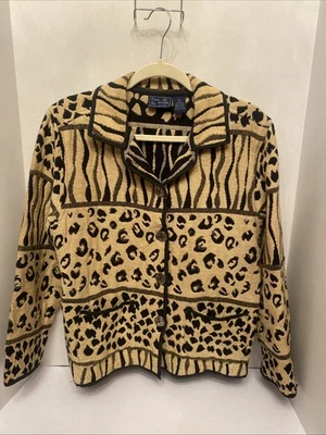 Chaqueta Blazer Jane Ashley Tapiz Botón Frontal Estampado Animal Talla M Foto 1 de 4