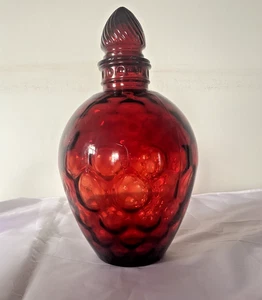 Vintage Wheaton Glass Ruby Red Apothecary Jar Bottle Honeycomb Coin Dot 10" Tall - Picture 1 of 8