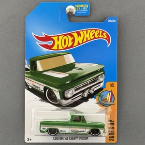Hot Wheels Custom '62 Chevy Pickup Green Surf's Up 1/5 Hoosier Longboards - Picture 1 of 9