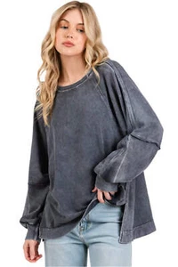Mittoshop Mineral Wash Raglan Long Sleeve Oversized Top - Picture 1 of 6